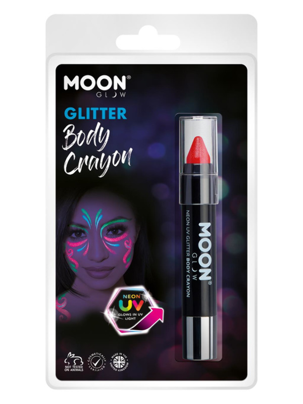 Moon Glow - Neon UV Glitter Body Crayosn -  Red - M39542