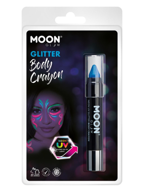 Moon Glow - Neon UV Glitter Body Crayons -  Blue - M39566
